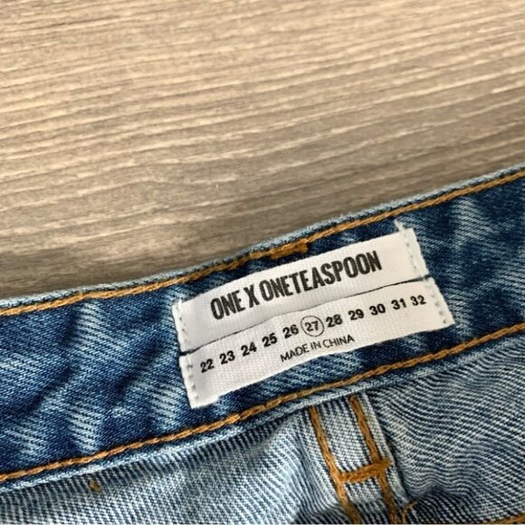 One Teaspoon Freebirds Skinny Jeans Straight leg Distressed Rips Low rise Zip - Picture 12 of 16